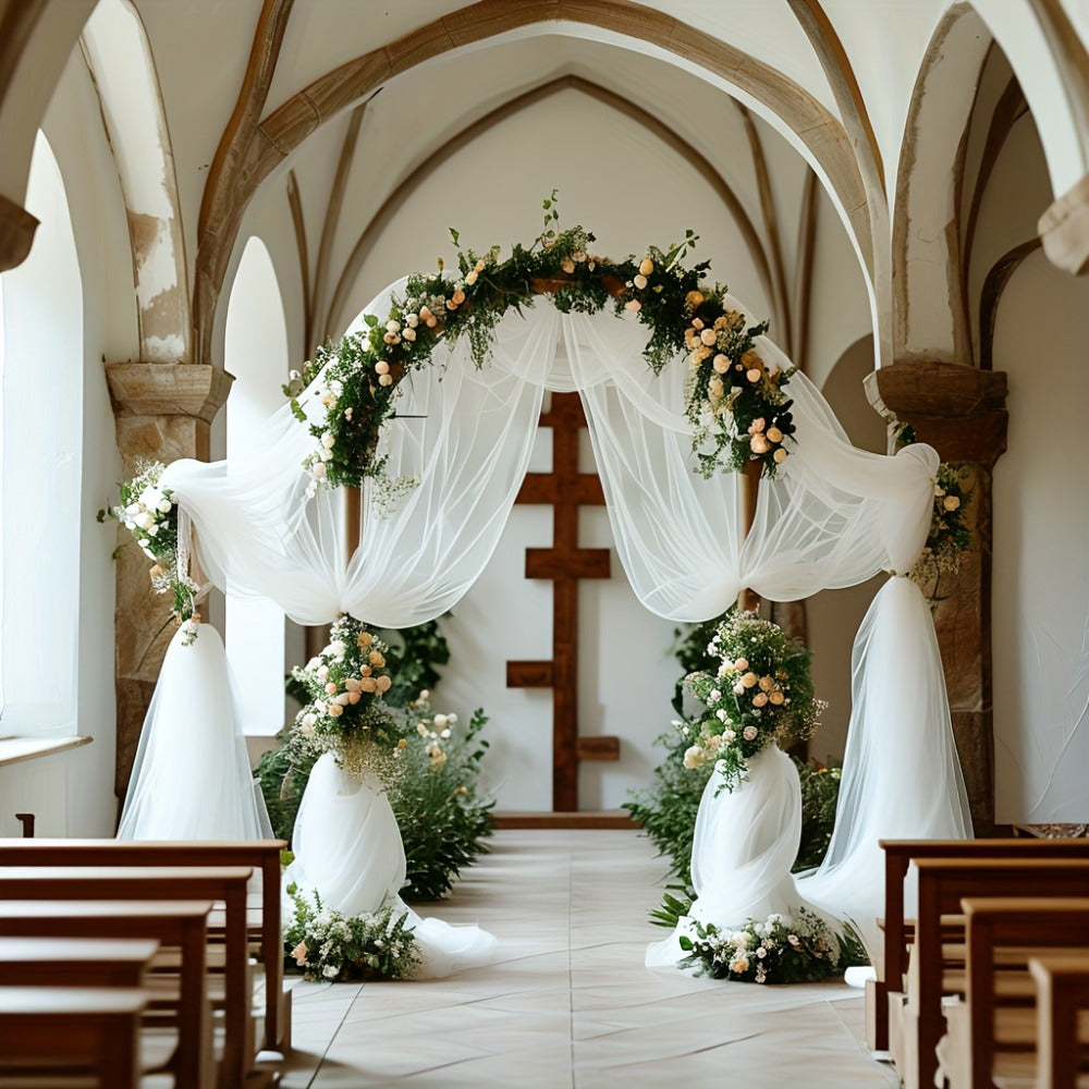 Chiffon Draping Fabric for Wedding Arch 32.8Ft, Sheer Backdrop Curtain for Ceremony, Reception & Bridal Shower Decor