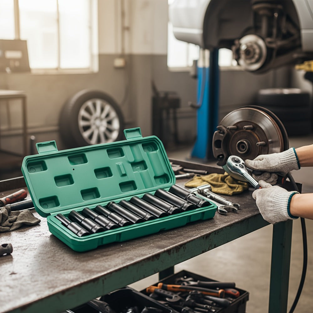1/2 Inch Deep Impact Socket Set – Chrome Vanadium Steel for Tire Removal, Mechanical Repairs & Car Maintenance | Compatible with Electric