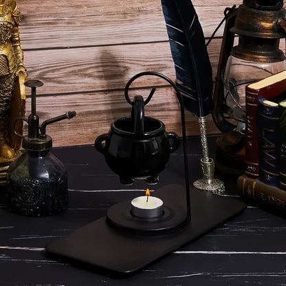 Ceramic Wax Melter Hanging Incense Holder Tealight Diffuser Black Witch Style Home Decor for Everyday Face, Beard and Body Grooming
