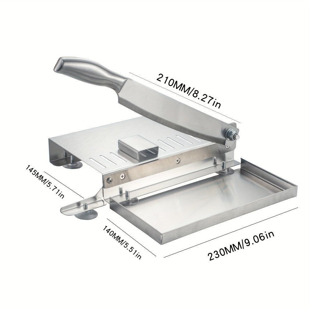 Stainless Steel Manual Meat Slicer Frozen Beef Cutter, 408 Steel Blade Rectangle Slicer for Beef Rolls Vegetables & Bone