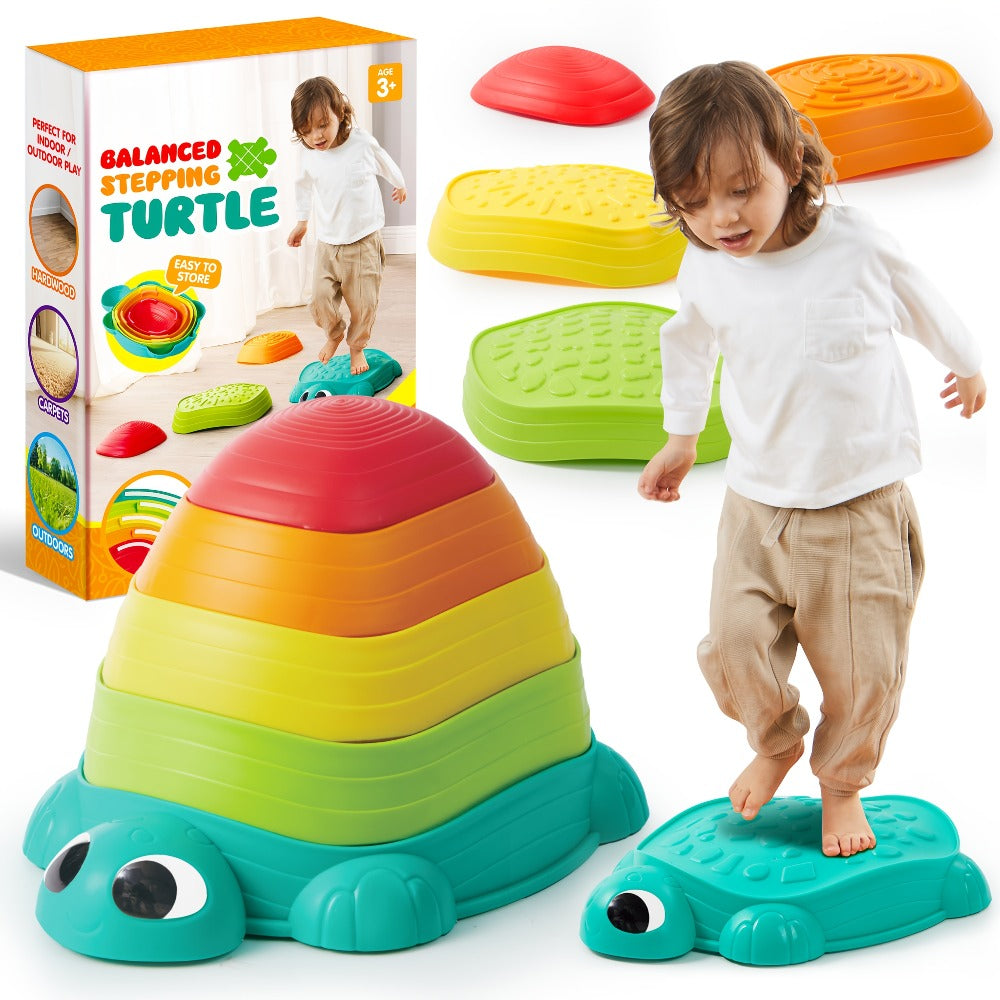 Kids Turtle Balance Stepping Stones 5pcs, Obstacle Course Coordination Game Toy, Up to, PP Material
