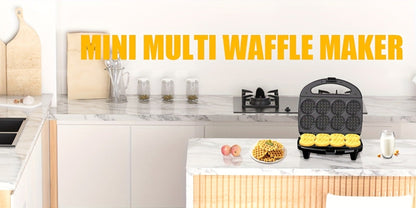 Mini Waffle Maker Machine Makes 8 Bite-Sized 2-Inch Waffles, Dual Non-Stick Aluminum Plates, Cool-Touch Handle
