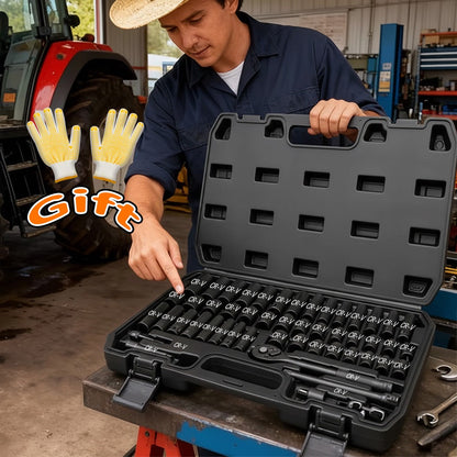 Ratchet Socket Wrench Set 50 & 55-Piece – Professional Boxed Tool Kit for Auto, Bicycle & Machinery Maintenance Racing-Grade Parts