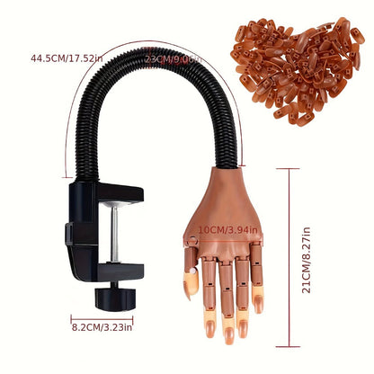 Nail Practice Hand Kit for Acrylic Nails Flexible Training Hand with 200pcs Replacement Nail Pads Clippers