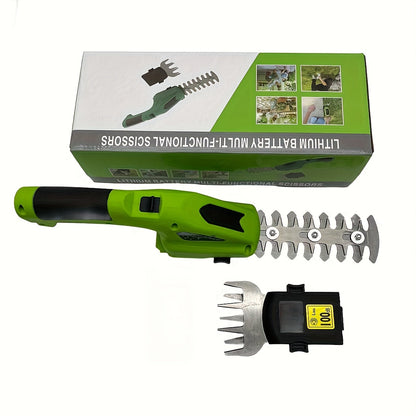 Cordless Hedge Trimmer 2-in-1, USB-C Rechargeable Electric Grass Shear with Interchangeable Blades