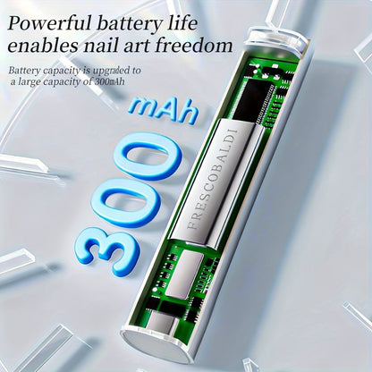 Metallic Handheld Linear UV/LED Nail Lamp with 45s/60s Timers, Type-C Input and 300mAh Label