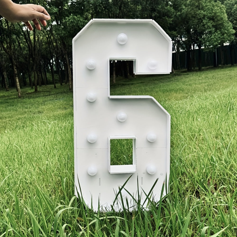 Party Decorations Three-Foot Freestanding Number Sign with Warm White LED Lights and Digits 0–9
