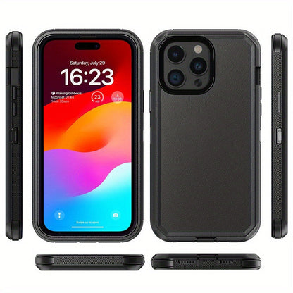 Phone Case Dual-Layer TPU and PC Cover with Rotating Belt Clip Holster for Black iPhone 15 Configuration