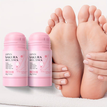Heel Repair Stick for Dry Cracked Feet 2-Pack – Intensive Moisturizing Foot Balm with Vitamin E, Shea Butter & Sakura Extract