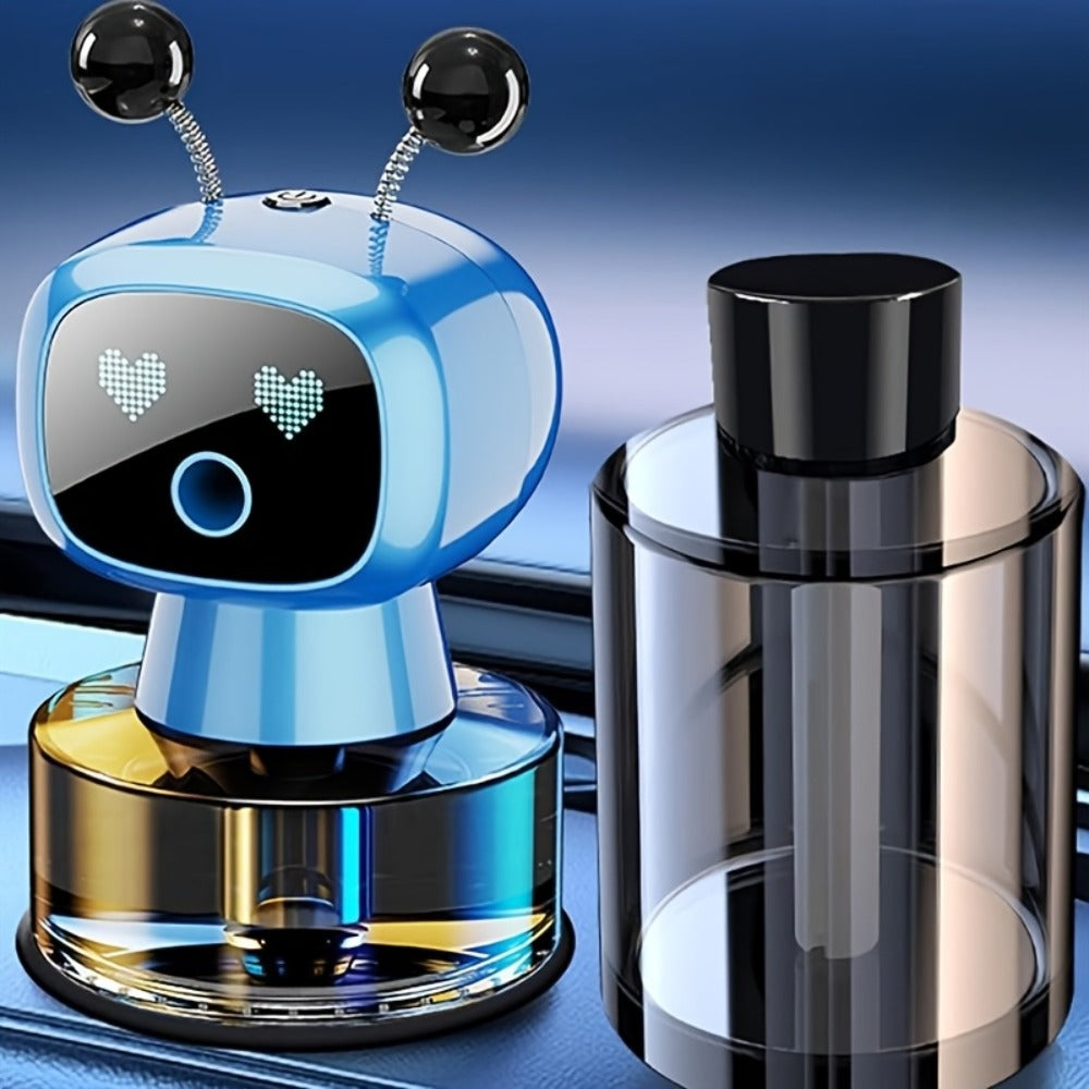 Car Air Freshener Robot-Shaped Auto Spray Diffuser with Four Intensity Levels and Five Color-Scent Options