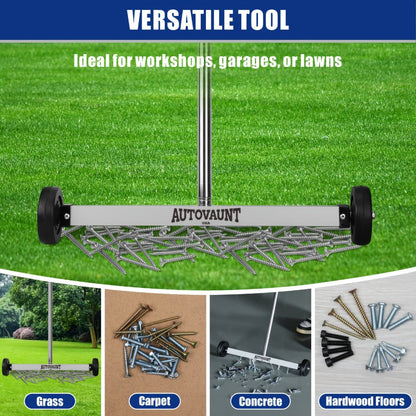 Rolling Magnetic Sweeper 17-Inch with Wheels – Heavy Duty 8.8lb Capacity Telescoping Adjustable Handle 15–38 Inch Picks Up Screws Nails Nuts