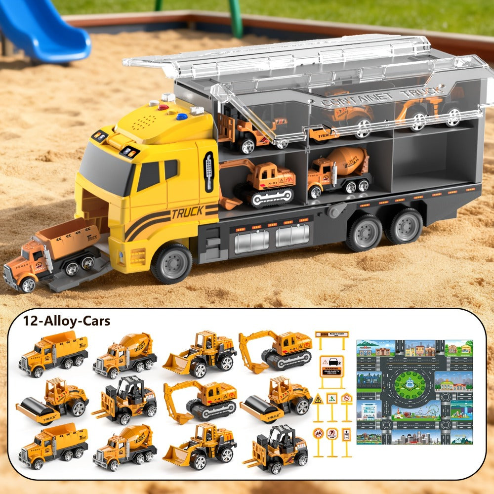 13-in-1 Construction Truck Vehicle Toy Set with Die-Cast Metal Cars & Play Mat with the Listed Color, Size or Set Options for Everyday Use
