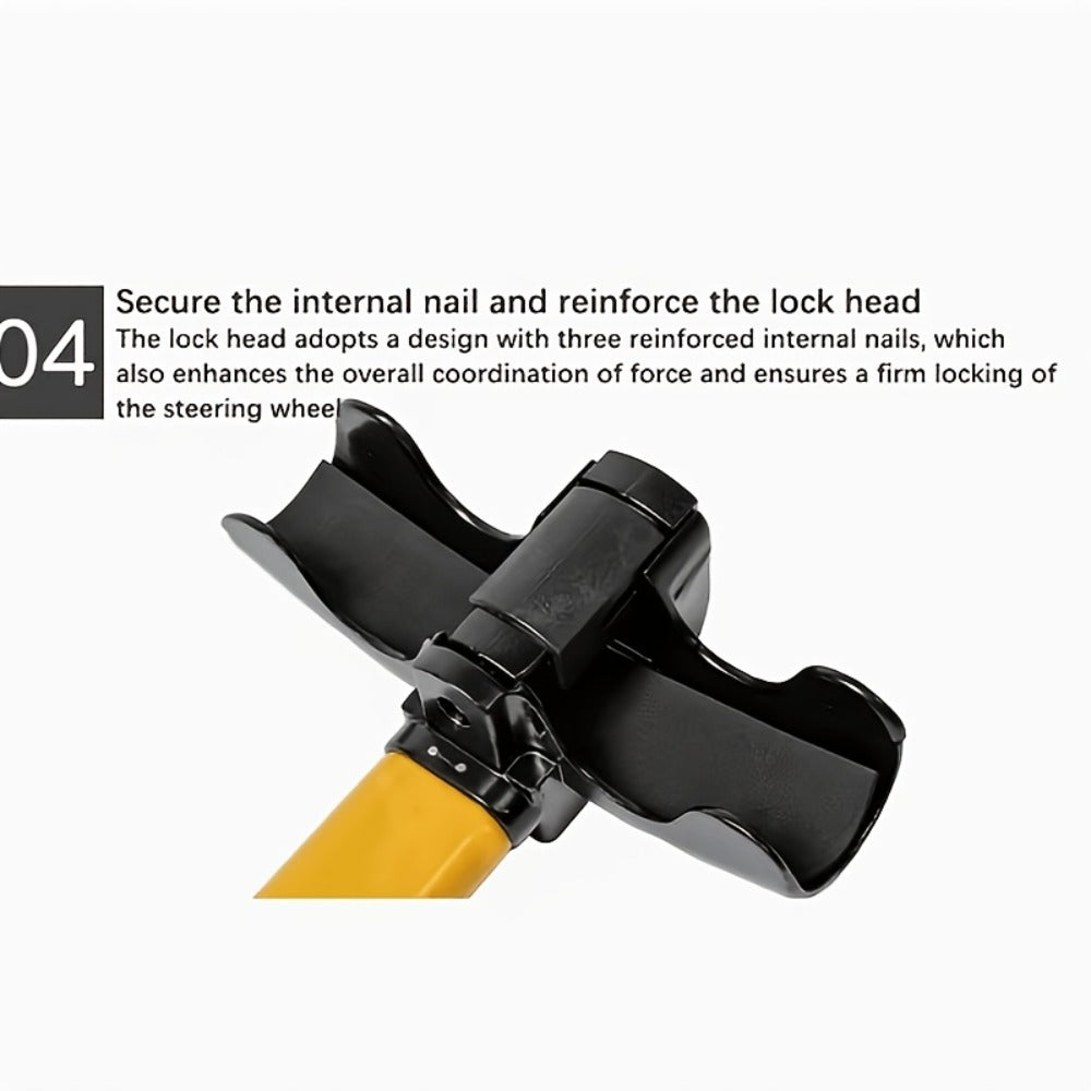 Universal Car Steering Wheel Lock Anti-Theft T-Bar – Heavy-Duty Thick Steel, Cut-Resistant, Computer-Coded Crescent Cylinder