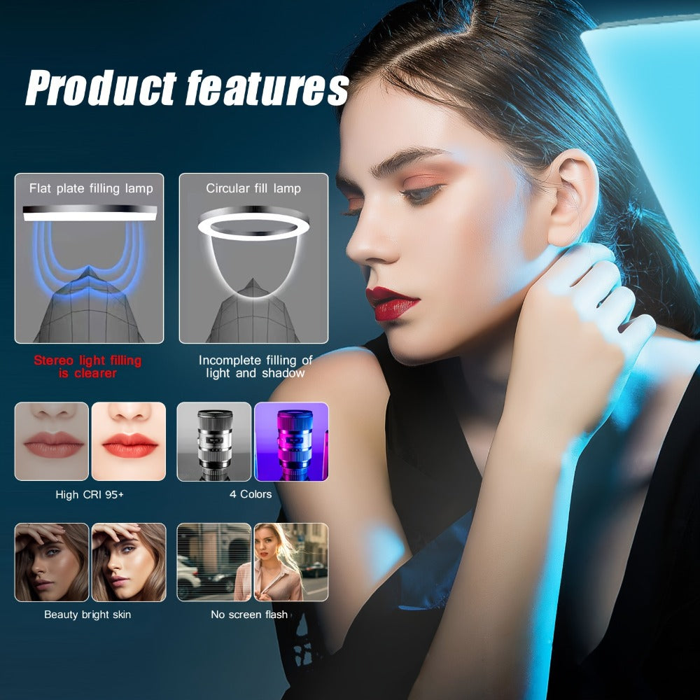 LED Video Light Panel 5600K Dimmable Photography Lighting Kit with Adjustable Tripod Stand for an Everyday Personal Care Routine