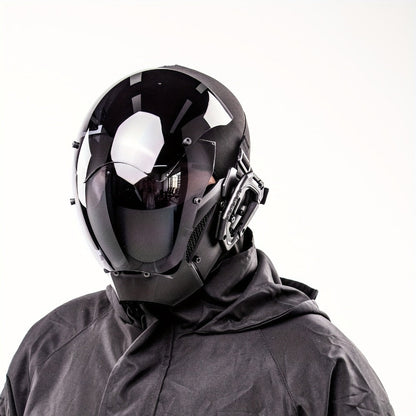 Mechanical Cyberpunk Mask Black, Futuristic Sci-Fi Half Face Costume Prop for Halloween Cosplay, Rave Bar Club Party