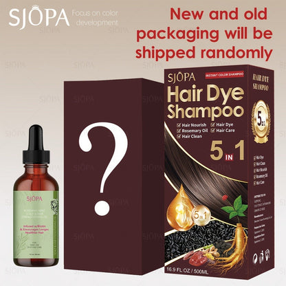 Gray Coverage Hair Dye Shampoo Kit 3-in-1 with Rosemary Hair Oil - Quick Color, Gentle & Natural Formula for Men & Women