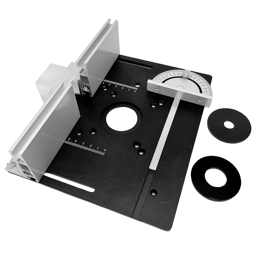 Aluminum Router Table Insert Plate with Fence & Miter Gauge - Precision Woodworking Tool, Dual Function Design