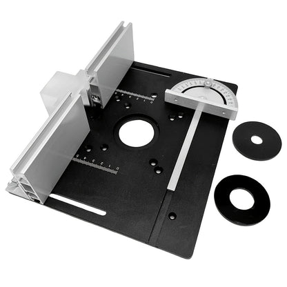 Aluminum Router Table Insert Plate with Fence & Miter Gauge - Precision Woodworking Tool, Dual Function Design