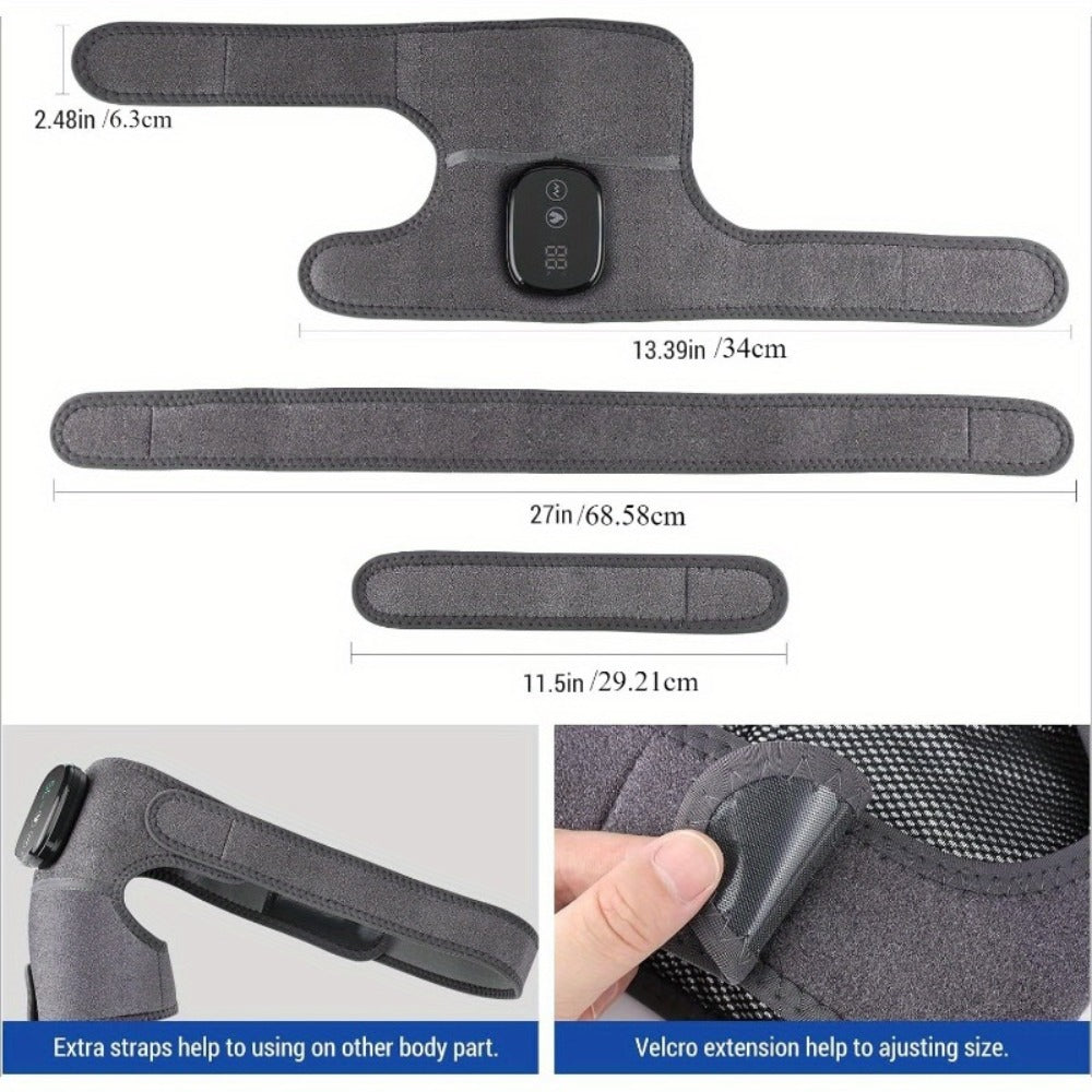 Heating Knee Massager 3-in-1 Wireless Vibrating Knee Brace - Electric Heating Pad with Vibration Massage for Knee