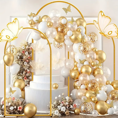 3-Pack Golden Metal Photo Backdrop Arch Set (7.2/6.6/6ft), Wedding Ceremony Party Frame for Birthday