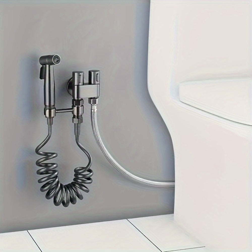 Bidet Toilet Spray Gun Angle Valve One In Two Out Handheld Flusher Booster Sprayer for Toilet for Entryways, Bedrooms and Living Spaces