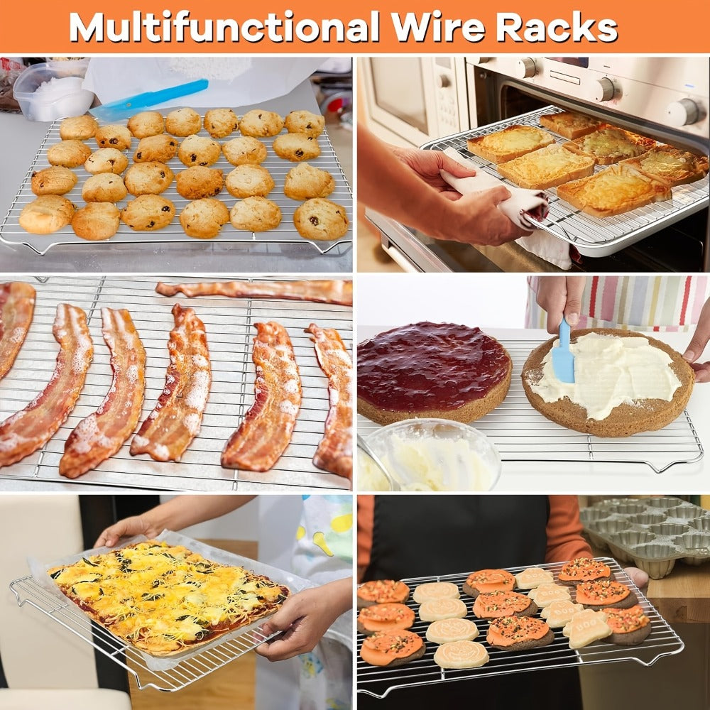 Cooling Rack 2pcs, Heavy Duty Carbon Steel Baking Rack for Cookies, Cakes and Roasting, Oven Safe Wire Rack for Grilling Turkey