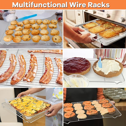 Cooling Rack 2pcs, Heavy Duty Carbon Steel Baking Rack for Cookies, Cakes and Roasting, Oven Safe Wire Rack for Grilling Turkey