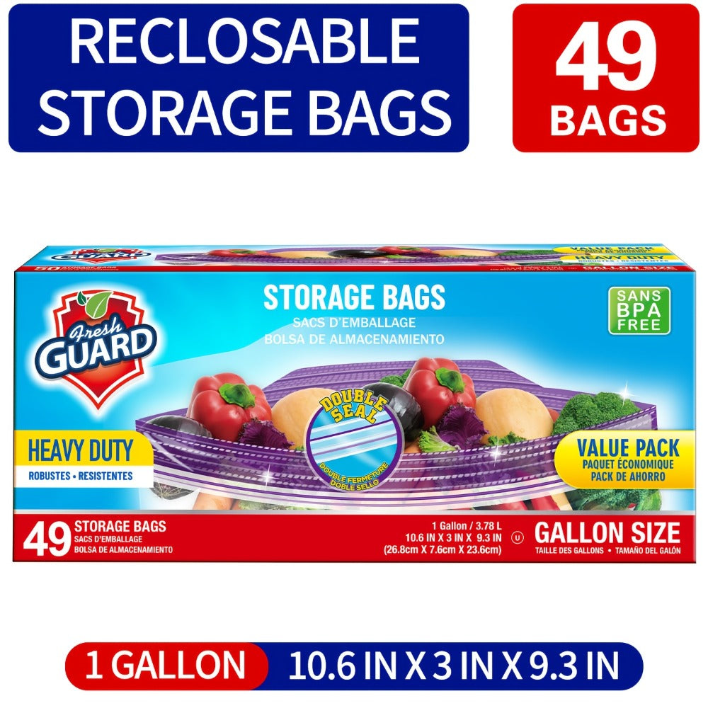 Freezer Storage Bags Resealable, Sturdy Bulk Food Storage Bags with Easy-Open Tabs for Freezer & Refrigerator