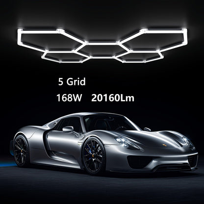 LED Hexagonal Garage Light 6500K, Super Bright Daylight White Shop Light 42W, 620W for Auto Detailing