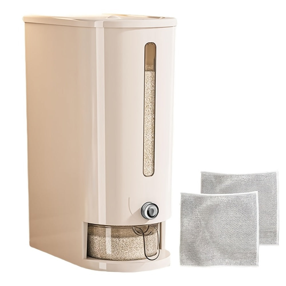 Food Storage Containers PET Rice Bin with Flip-Top Latch, Measuring Cup and 11- or 22-Pound Capacity