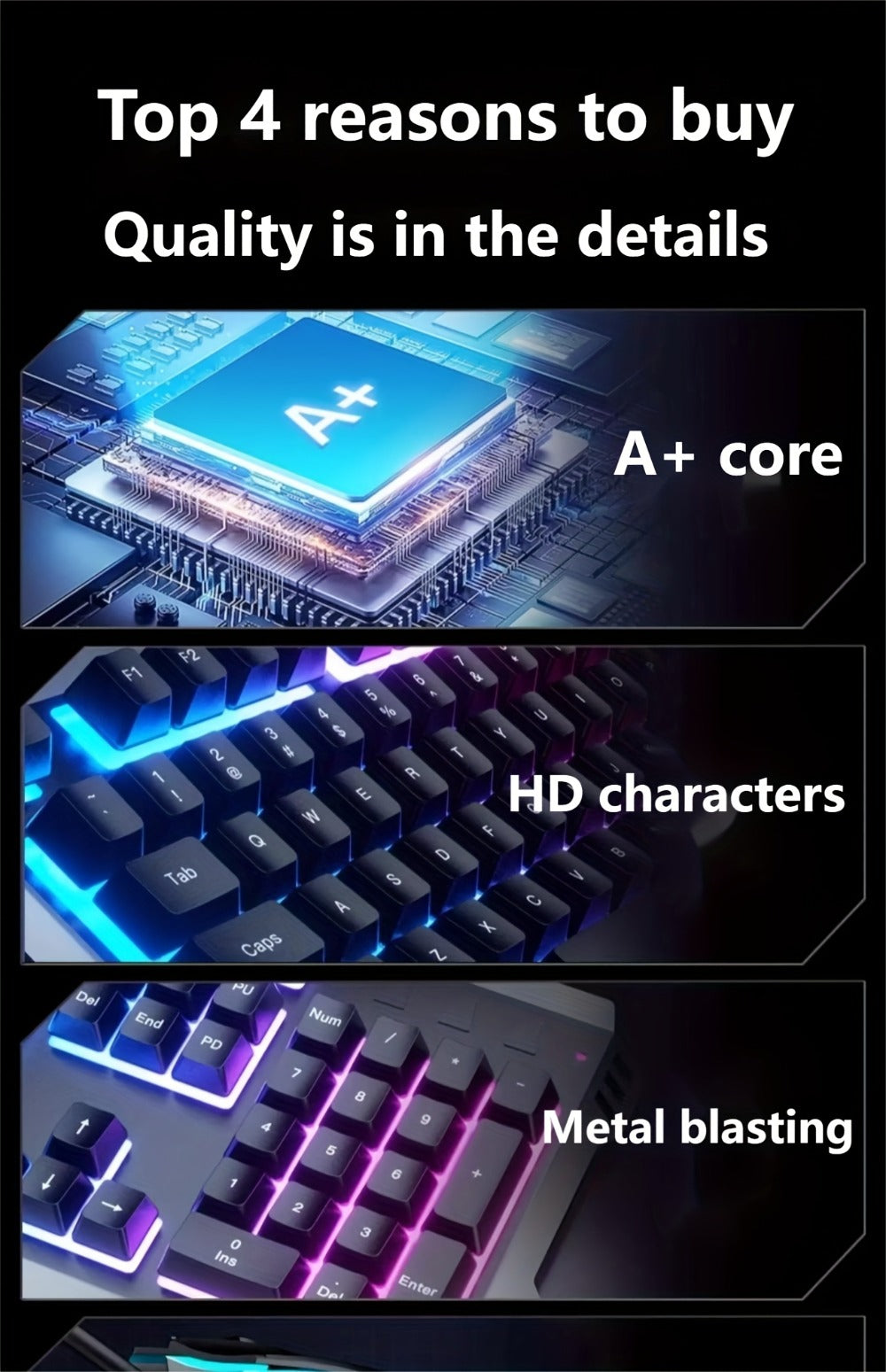 RGB Gaming Keyboard and Mouse Combo Wired USB, Backlit Keyboard & Mouse Set for PC Desktop Laptop Windows