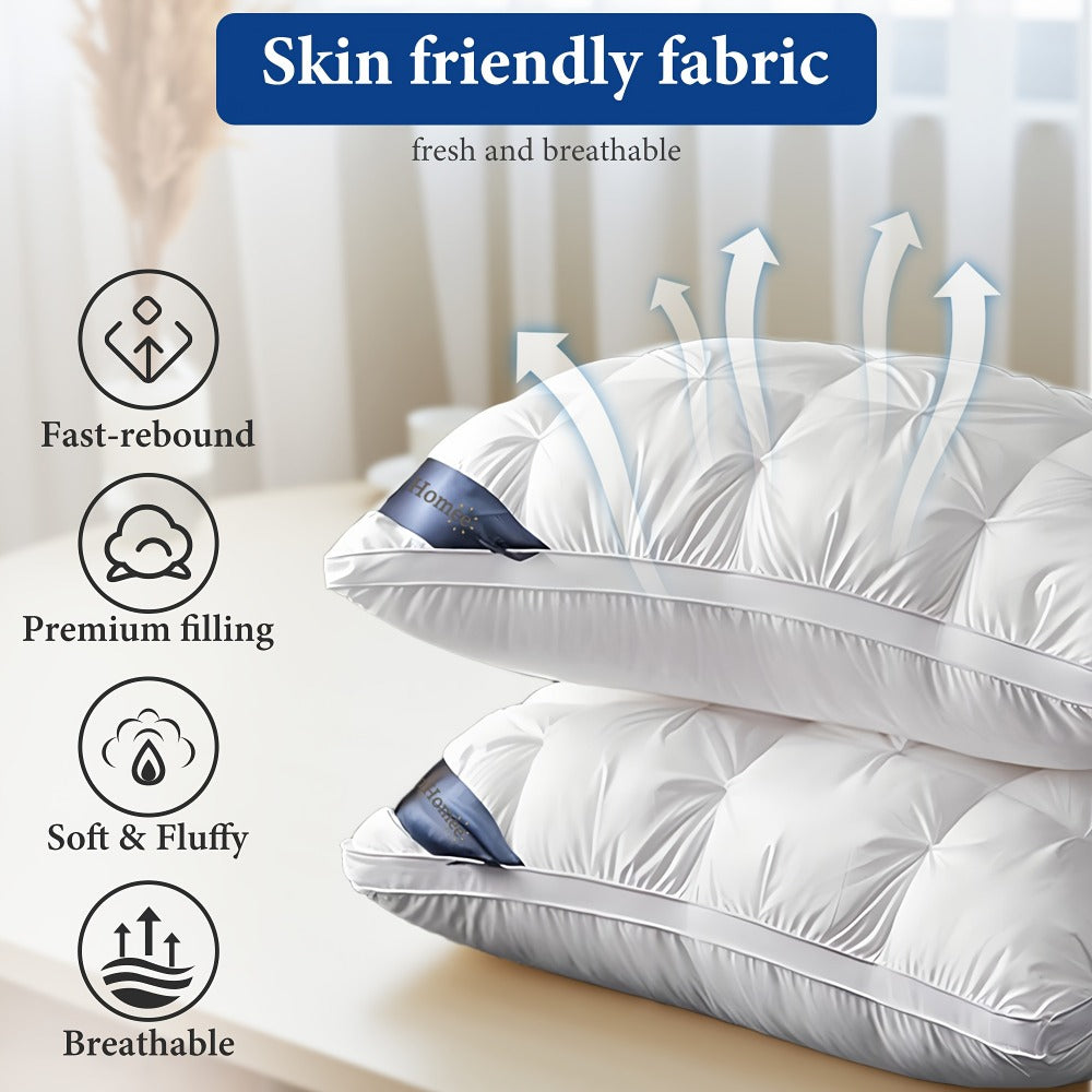 Bed Pillow Set of 2 with 900g Polyester Fill, Twisted-Flower Quilting and Adjustable Zipper
