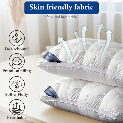 Bed Pillow Set of 2 with 900g Polyester Fill, Twisted-Flower Quilting and Adjustable Zipper