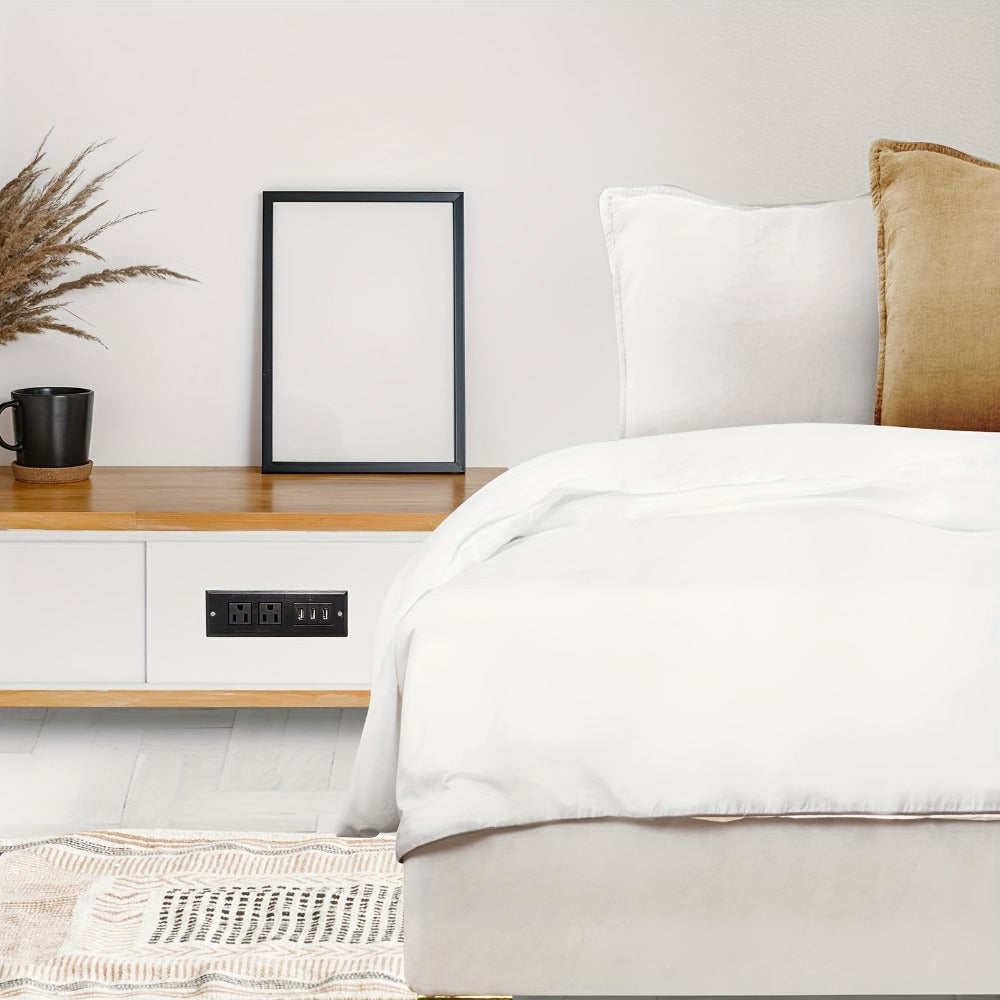 Recessed Power Strip Flush Mount Desk Outlet - 2 AC Outlets & 3 USB-A Ports for an Everyday Personal Care Routine