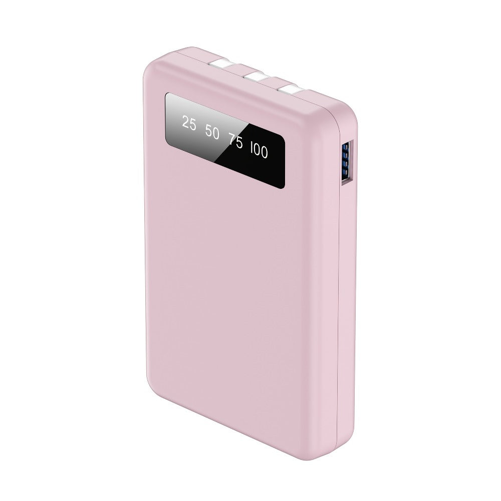 Power Bank Slim 5000mAh or 10000mAh with Built-In USB-C Cable, Four-Device Layout and LED Display