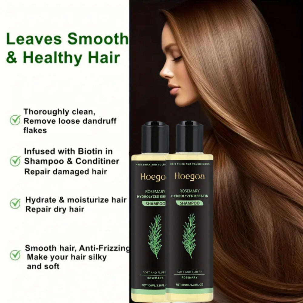 Rosemary Vitamin C Keratin Shampoo Set 3 Bottles, Deep Cleanse Moisturize & Strengthen Hair, Scalp Stimulating Antioxidant Formula