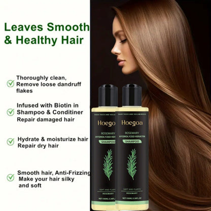 Rosemary Vitamin C Keratin Shampoo Set 3 Bottles, Deep Cleanse Moisturize & Strengthen Hair, Scalp Stimulating Antioxidant Formula