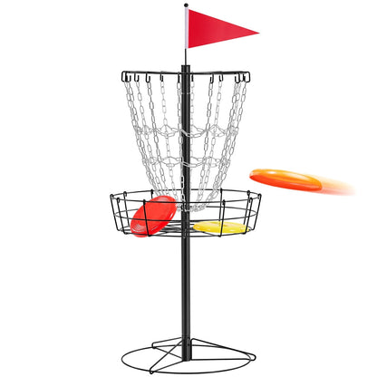 Portable Disc Golf Basket 12 Chain – Heavy Duty Metal Frame, Galvanized Chains, Easy Assembly, Indoor & Outdoor Practice Target