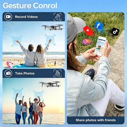 Foldable HD Camera Drone Free Storage Bag USB-C Charging 3D Flips Single or Dual Camera Built-in Screen Remote