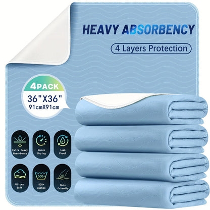 Reusable Underpads 36x36 Inch Extra Heavy Absorbency Bed Pads for Adults Kids and Elderly for Entryways, Bedrooms and Living Spaces