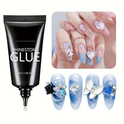 Nail Glue for Rhinestones 2pcs, LED Cured Gel Adhesive for 3D Charms, Gems & Bling Nail Art Decorations