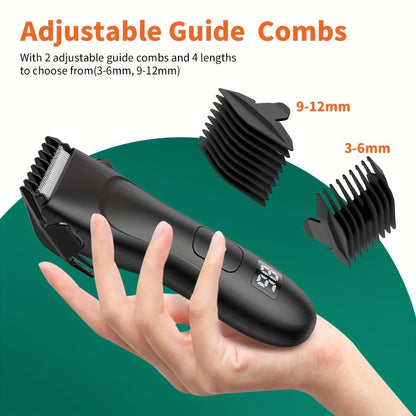 Groin Trimmer Men IPX7 Waterproof Ceramic Blade Electric Body Shaver – LCD Battery Display & Replaceable Head