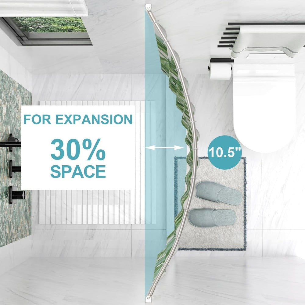 Curved Shower Curtain Rod Adjustable 43-72 Inch - Aluminum Tension Mount No Drilling Extra Space Shower Rod for Bathtub Stall