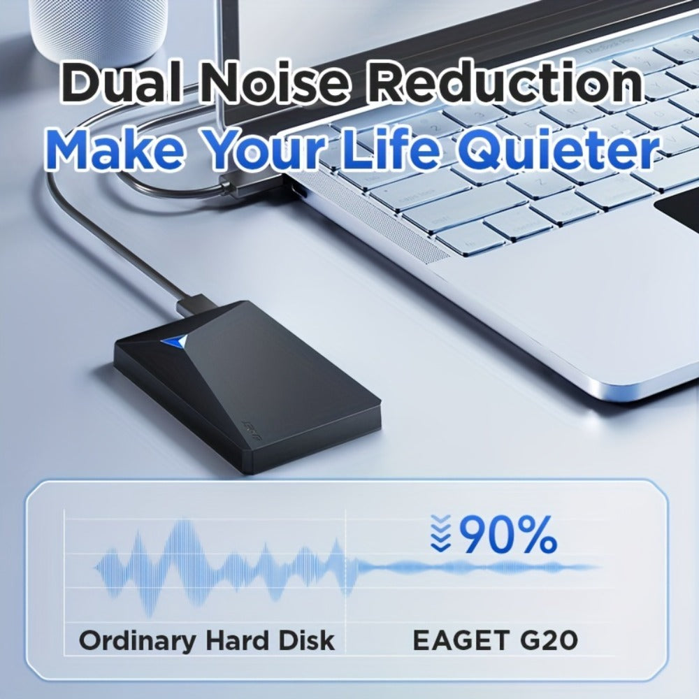 Portable USB 3.0 Hard Drive with 250GB or 320GB Capacity, Black EAGET G20 Enclosure and Micro-B Connector