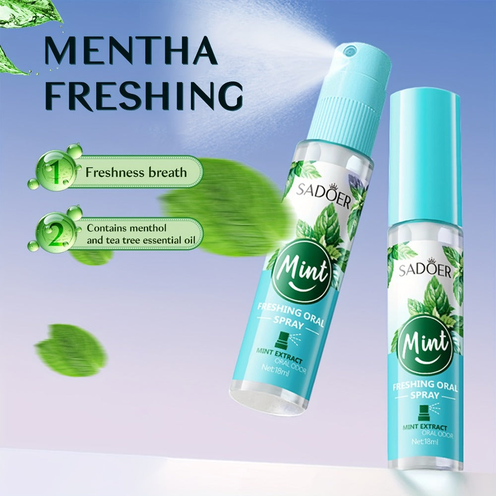 Mint Breath Spray with Tea Tree Essence Portable Oral Freshener, Compact Pocket-Size Mouth Spray