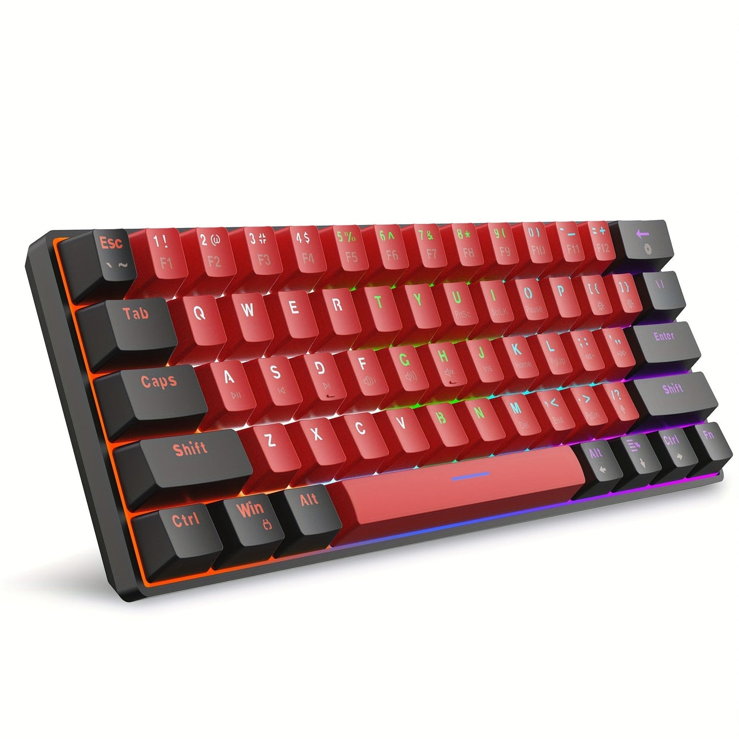 60% Mechanical Gaming Keyboard Wired 61 Keys Green Switch, Compact Tenkeyless Clicky Keyboard for PC Laptop Windows Gaming Typing