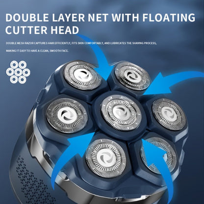Electric Shaver 7D Floating Rotary Head with IPX6 Wet/Dry Use, USB Charging, LED Display and Magnetic Blade
