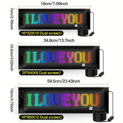 Programmable LED Car Sign, Flexible App & Remote-Controlled Scrolling Display for Rear Window, Storefront & Events