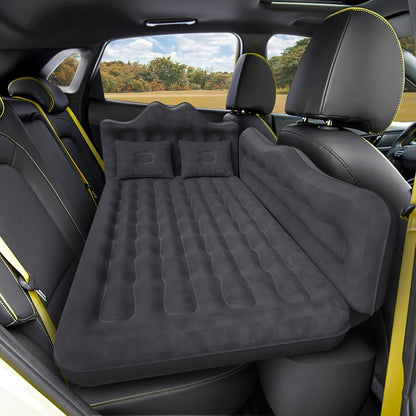 Back-Seat Car Inflatable Mattress with Two Pillows, Air Pump and Carry Bag in Black or Dark Blue