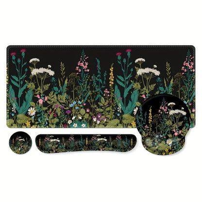 XXL Gaming Desk Mat & Mouse Pad Wrist Rest Set 4-in-1 Bundle – Keyboard Wrist Rest, Mouse Wrist Rest & Coaster